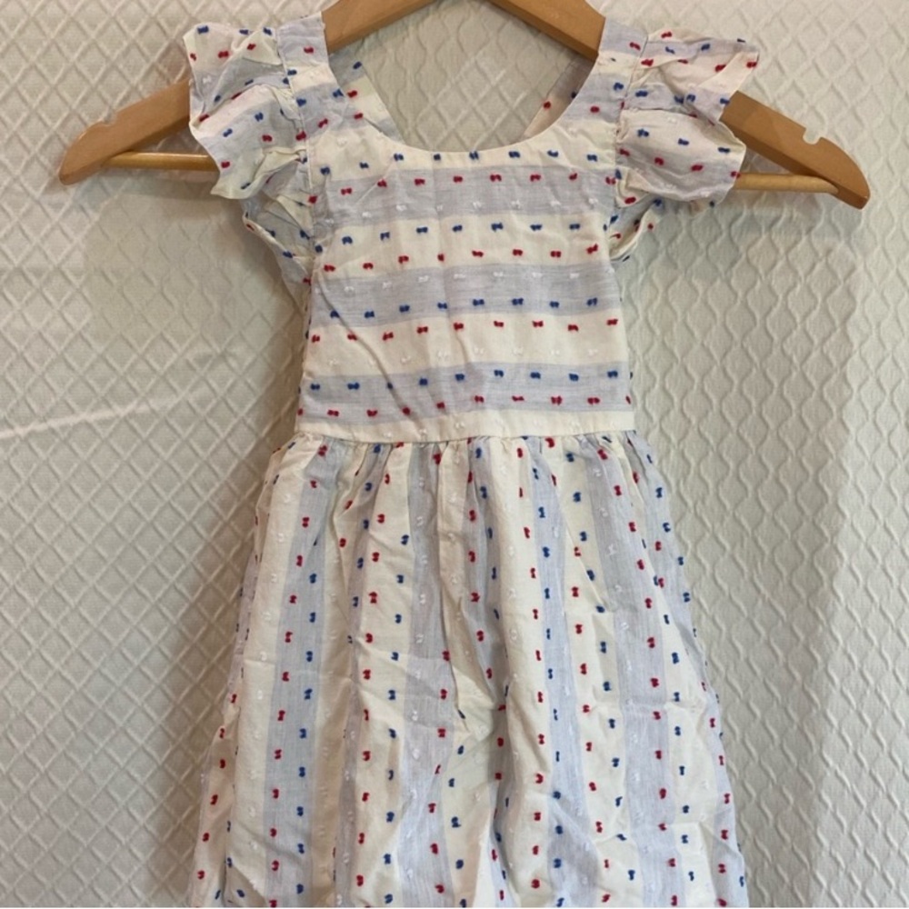 New! Cat & Jack White/Red/Blue Sundress with Flutter Sleeves. Crisscross Back.